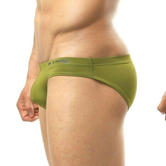 Brave Person  Men's Swim Bikini Brief - Olive Green (BP9791-OL) Contoured Pouch - Picture 12 of 13